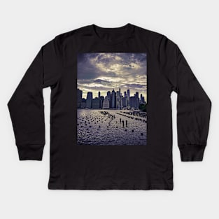 Manhattan Skyline Brooklyn New York City Kids Long Sleeve T-Shirt